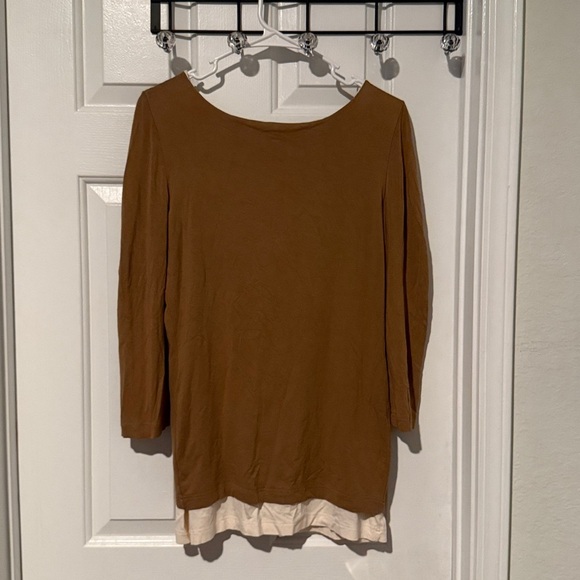 Daniel Boudon Formes Paris Layered Long Sleeves Tunic Brown and Tan Size 3 - Picture 3 of 5